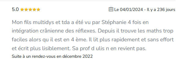 avis intégration crânienne des réflexes archaïques